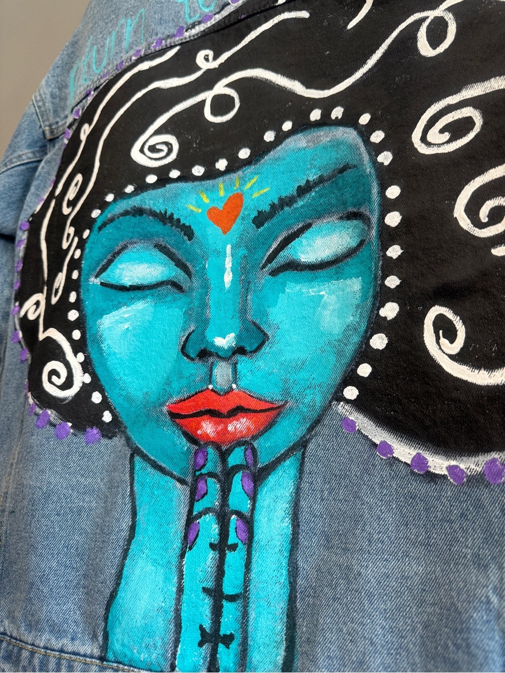 Custom Hand-Painted "Return to Self" Denim Jacket - Large - Picture 5 of 16